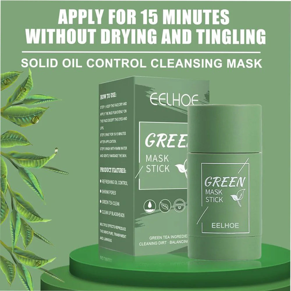 Eelhoe - 1PC Green Tea Mask Stick Purifying Clay Oil Control Cleansing Mask Radial Cosmetics