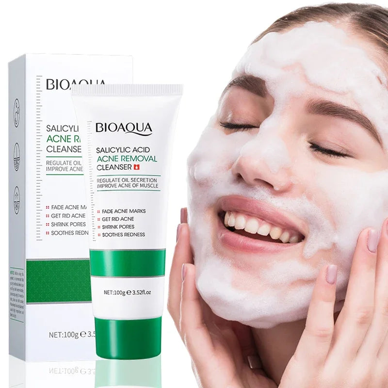 BIOAQUA Salicylic Acid Facial Cleanser Acne Treatment Moisturizing Oil Control skincare Face Wash Foam Face Cleanser Skin Care Radial Cosmetics